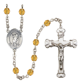 Silver-Plated 6mm Saint Christopher/Lacrosse Rosary