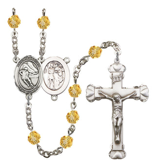 Saint Sebastian and Hockey Rosary with Topaz Beads