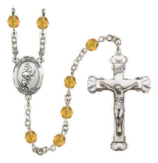 Silver-Plated 6mm Saint Sebastian/Softball Rosary