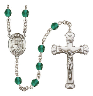 Silver Plated 6mm Fire Polished Saint Benjamin Rosary in Zircon