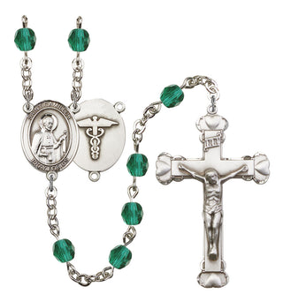 Saint Camillus of Lellis and Nurse Rosary with Zircon Beads