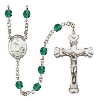 Silver-Plated 6mm Saint Charles Borromeo  Engraved Catholic Rosaries