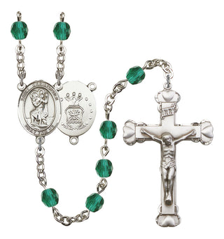 Saint Christopher and Air Force Rosary with Zircon Beads