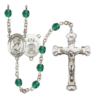 Silver-Plated 6mm Saint Christopher / Air Force Rosary