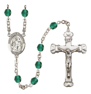 Silver Plated 6mm Fire Polished Saint Gabriel the Archangel Rosary in Zircon