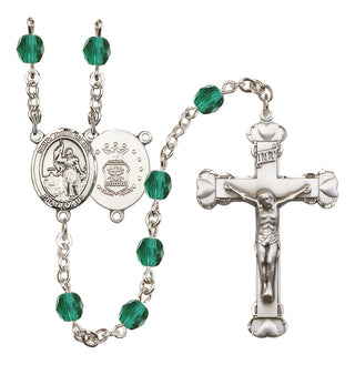 Silver-Plated 6mm Saint Joan of Arc / Air Force Rosary