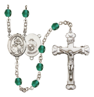 Silver Plated 6mm Fire Polished Saint Joan of Arc / Marines Rosary in Zircon