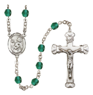 Silver-Plated 6mm Saint Kevin  Engraved Catholic Rosaries