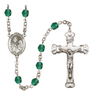 Silver Plated 6mm Fire Polished Saint Margaret Mary Alacoque Rosary in Zircon