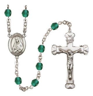 Silver Plated 6mm Fire Polished Saint Martha Rosary in Zircon