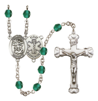 Silver-Plated 6mm Saint Michael/1St Responder Rosary