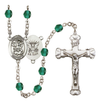 Silver-Plated 6mm Saint Michael / Navy Rosary
