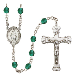 Silver Plated 6mm Fire Polished Miraculous Rosary in Zircon