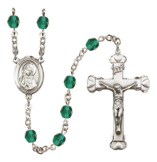 Silver Plated 6mm Fire Polished Saint Monica Rosary in Zircon