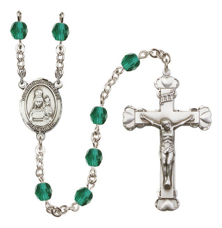 Silver Plated 6mm Fire Polished Our Lady of Loretto Rosary in Zircon