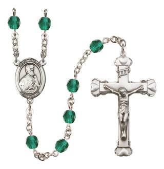 Silver Plated 6mm Fire Polished Saint Thomas the Apostle Rosary in Zircon