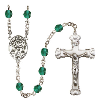 Silver Plated 6mm Fire Polished Angel de la Guardia Rosary in Zircon