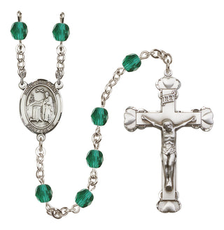 Silver Plated 6mm Fire Polished Saint Valentine of Rome Rosary in Zircon