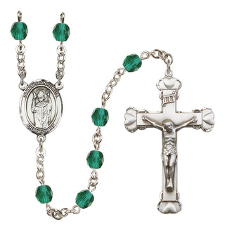 Silver Plated 6mm Fire Polished Saint Stanislaus Rosary in Zircon