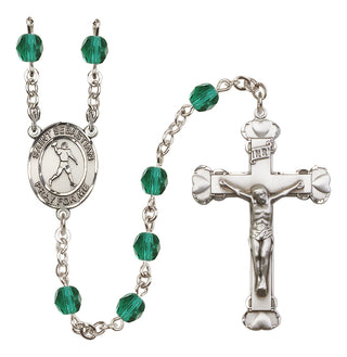 Silver-Plated 6mm Saint Sebastian/Football Rosary