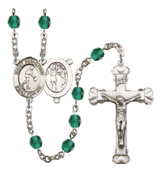Saint Sebastian and Basketball Rosary with Zircon Beads
