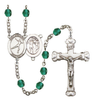 Saint Sebastian and Figure Skating Rosary with Zircon Beads