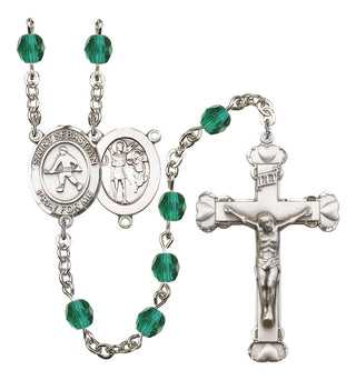 Saint Sebastian and Field Hockey Rosary with Zircon Beads