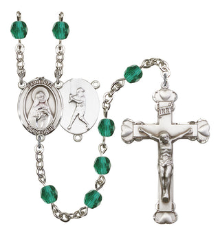 Saint Rita and Baseball Rosary with Zircon Beads