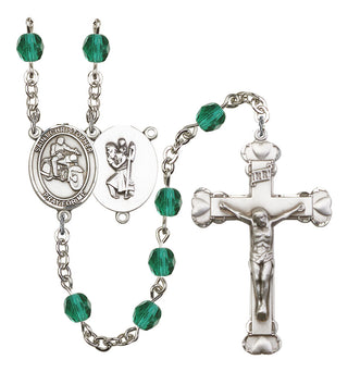 Saint Christopher and Motorcycle Rosary with Zircon Beads