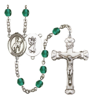 Saint Christopher and Rodeo Rosary with Zircon Beads