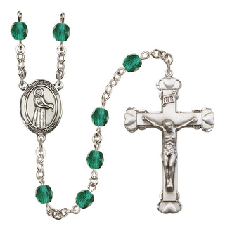 Silver Plated 6mm Fire Polished Saint Petronille Rosary in Zircon