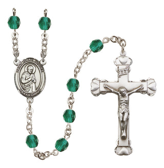 Silver Plated 6mm Fire Polished Saint Isaac Jogues Rosary in Zircon
