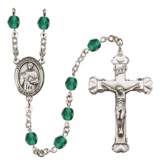 Silver Plated 6mm Fire Polished Saint Placidus Rosary in Zircon