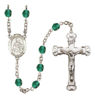 Silver-Plated 6mm Saint Angela Merici  Engraved Catholic Rosaries