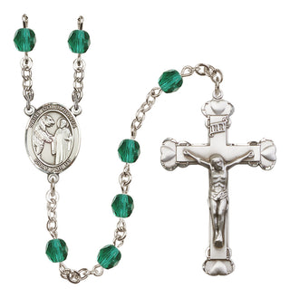Silver-Plated 6mm Saint Columbanus  Engraved Catholic Rosaries