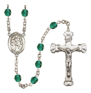 Silver Plated 6mm Fire Polished Saint Felicity Rosary in Zircon