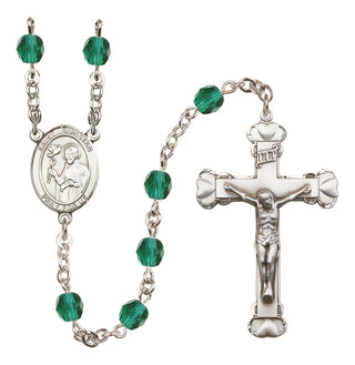 Silver Plated 6mm Fire Polished Saint Dunstan Rosary in Zircon