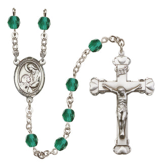 Silver Plated 6mm Fire Polished Saint Paula Rosary in Zircon