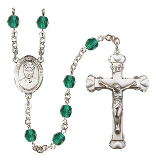 Silver Plated 6mm Fire Polished Saint Josephine Bakhita Rosary in Zircon