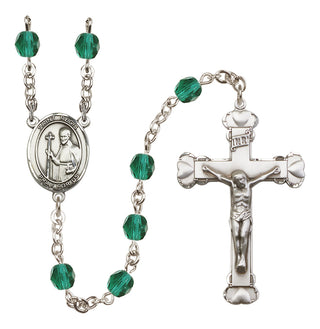 Silver Plated 6mm Fire Polished Saint Regis Rosary in Zircon