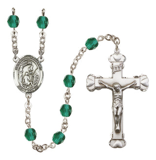 Silver Plated 6mm Fire Polished Saint Paul the Hermit Rosary in Zircon