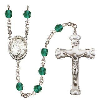 Silver Plated 6mm Fire Polished Saint Jeanne Chezard de Matel Rosary in Zircon