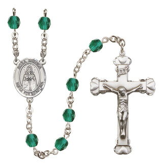 Silver Plated 6mm Fire Polished Our Lady Rosa Mystica Rosary in Zircon