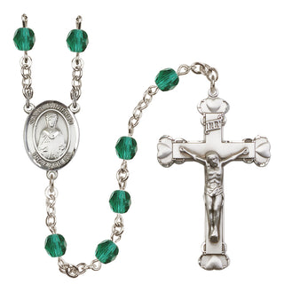 Silver Plated 6mm Fire Polished Saint Winifred of Wales Rosary in Zircon