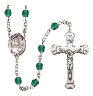 Silver-Plated 6mm Saint Fabian  Engraved Catholic Rosaries