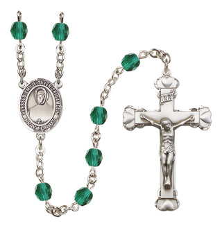 Silver Plated 6mm Fire Polished Blessed Emilie Tavernier Gamelin Rosary in Zircon