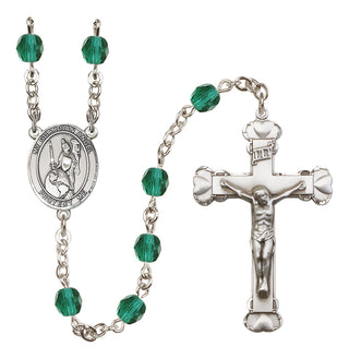 Silver Plated 6mm Fire Polished Guardian Angel of the World Rosary in Zircon