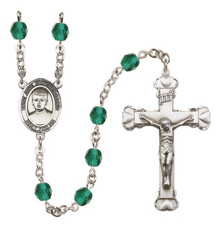 Silver Plated 6mm Fire Polished Saint Jose Sanchez del Rio Rosary in Zircon