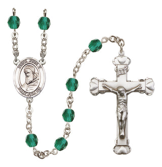Silver-Plated 6mm Pope Pius V  Engraved Catholic Rosaries