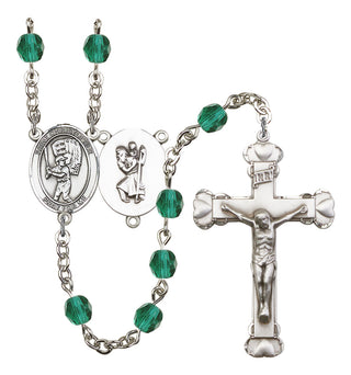 Saint Christopher and Baseball Rosary with Zircon Beads